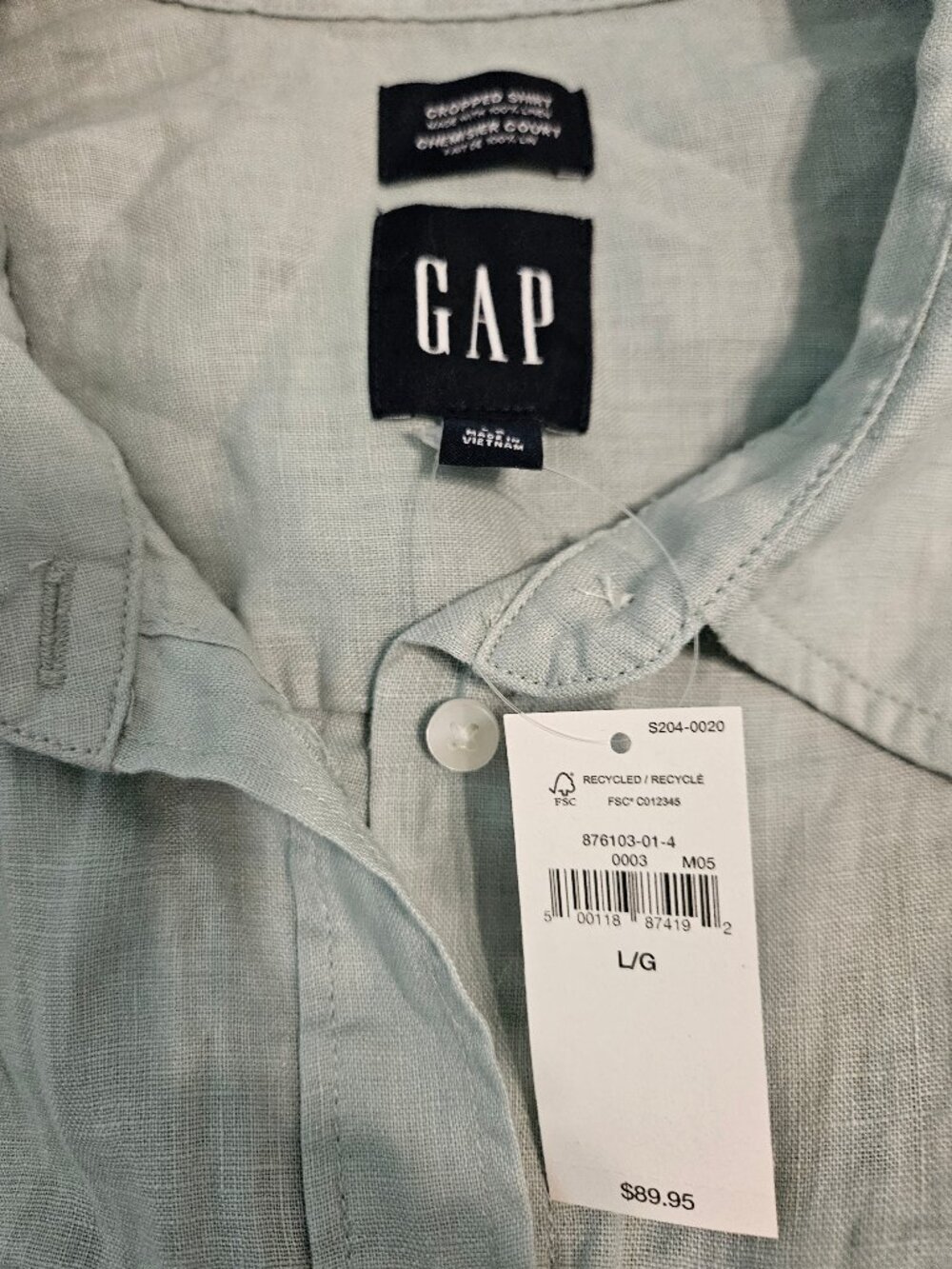 Gap women's size large cropped linen shirt - Picture 3 of 3